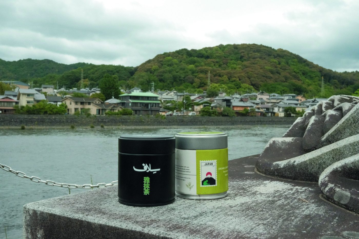 Miyabi and Daichi on the Uji riverbank, Japan